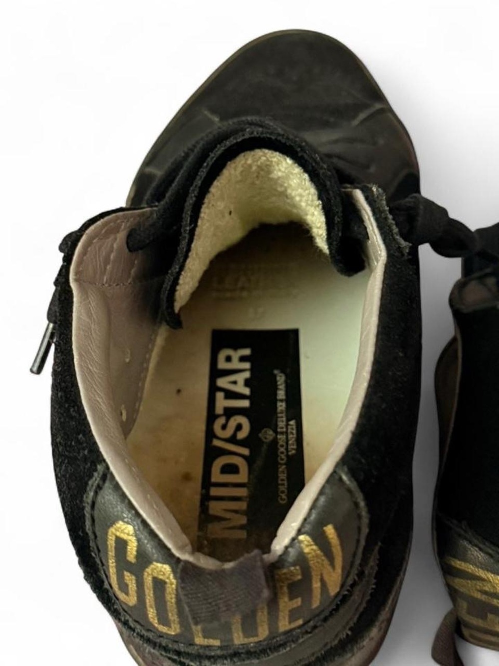Golden Goose Black High-Top Mid Star Suede & Leather Sneakers - Picture 5 of 7